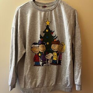 Gray Peanuts Christmas Sweatshirt